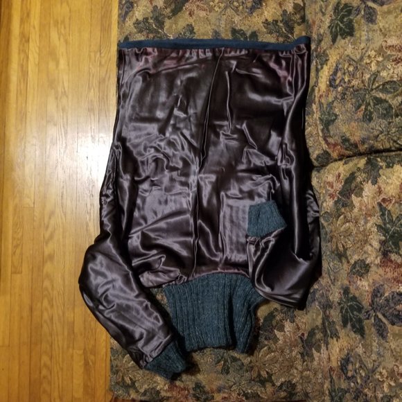 Green, heavy wool, lined, sweater/jacket, handmade, S, vintage 90s, in/outdoor - Picture 4 of 7